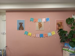 Happy Birthday banner.